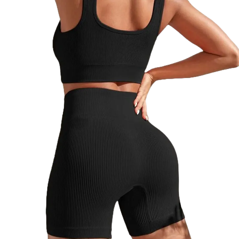 Chándal deportivo de dos piezas para mujer, sin costuras, transpirable de cintura alta