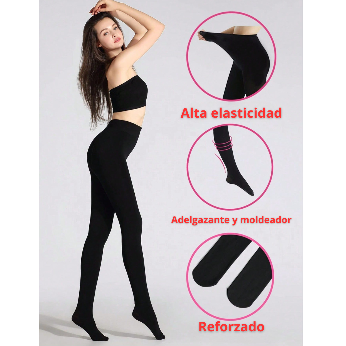 3 Leggins de cintura alta en colores sólidos para mujer