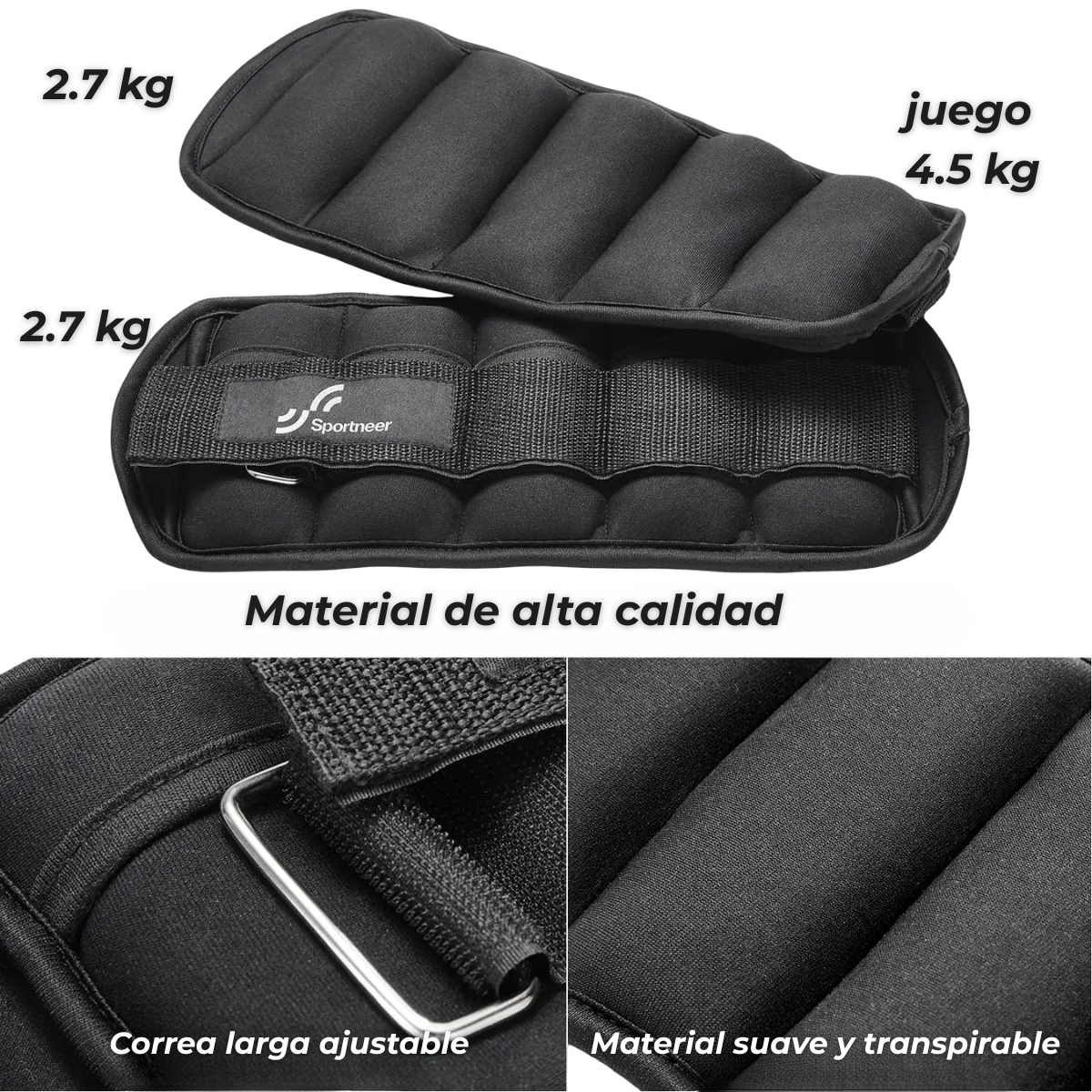 1 par de pesas de tobillo ajustables, 4.5 kg, para entrenamiento de fitness en el gimnasio