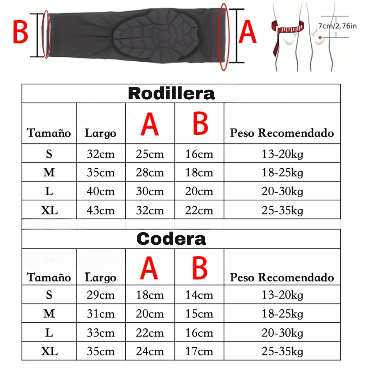 2 Rodilleras o 2 Coderas deportivas de compresión de panal para niños y jóvenes