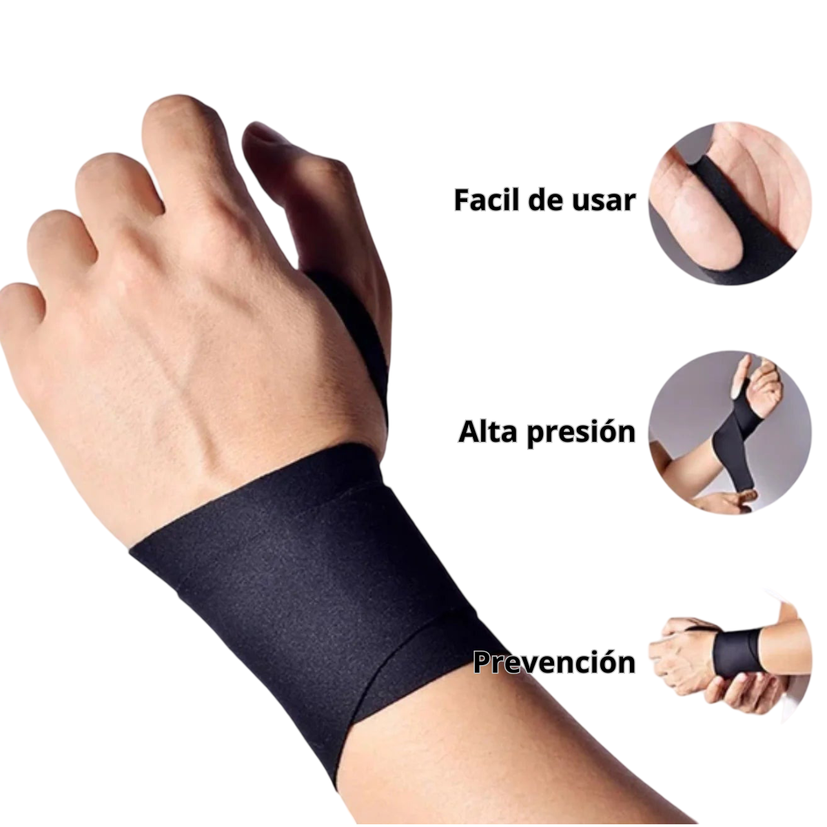 1 Muñequera de compresión fina ajustable Unisex, soporte de seguridad para ejercicios