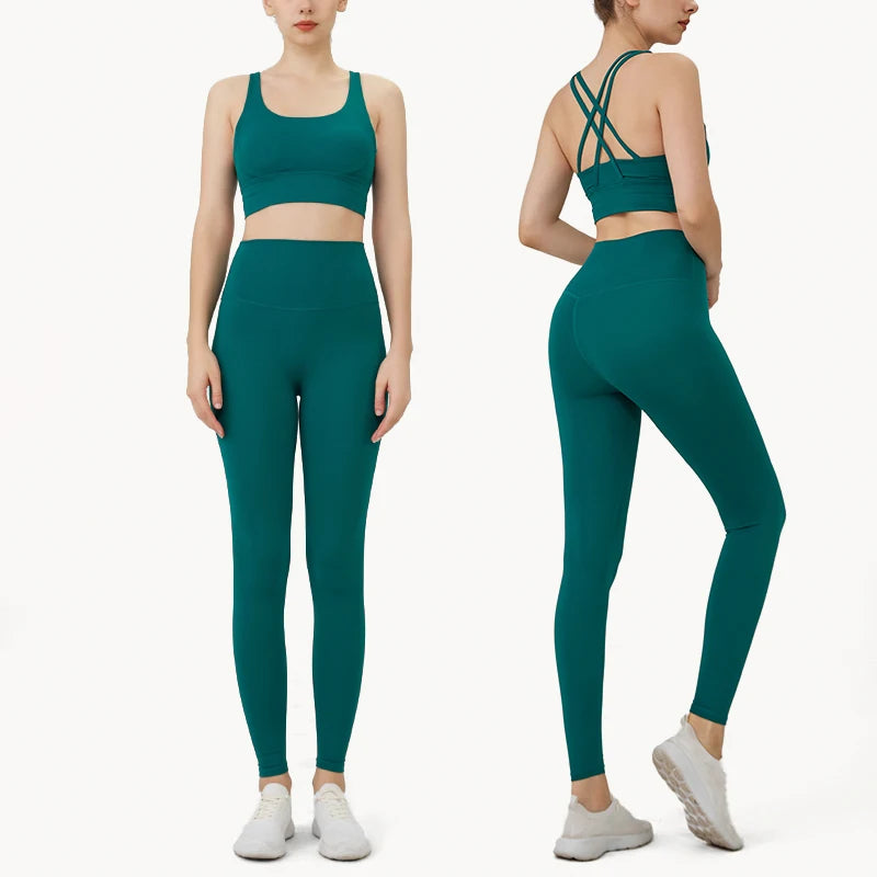 Conjunto de 2 piezas para mujer, sujetador deportivo y leggings