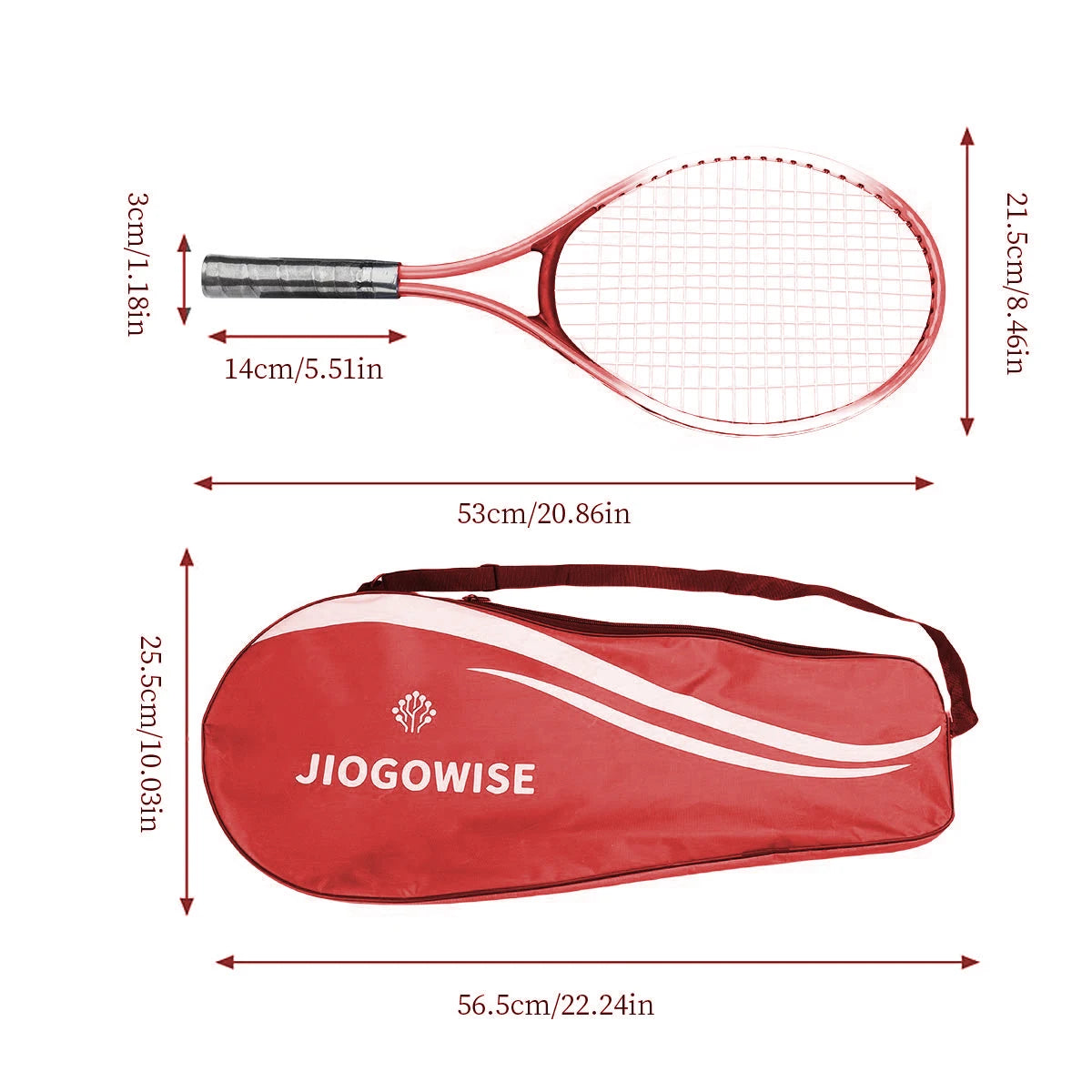 2 raquetas de tenis, bolsa y pelota de juego