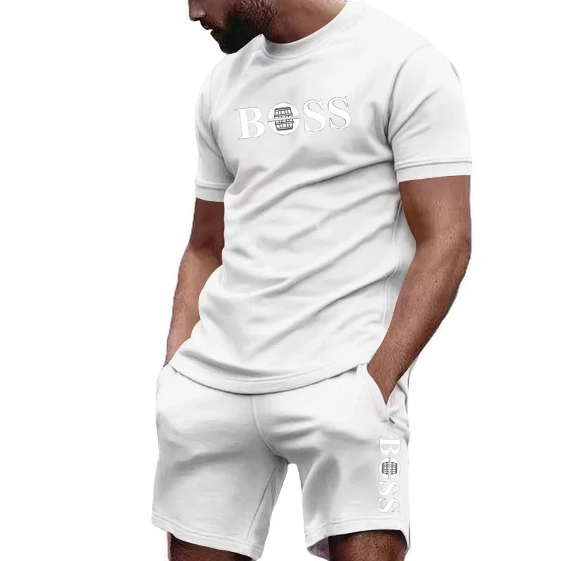 Conjunto deportivo de 2 piezas para hombre, camiseta de manga corta y short