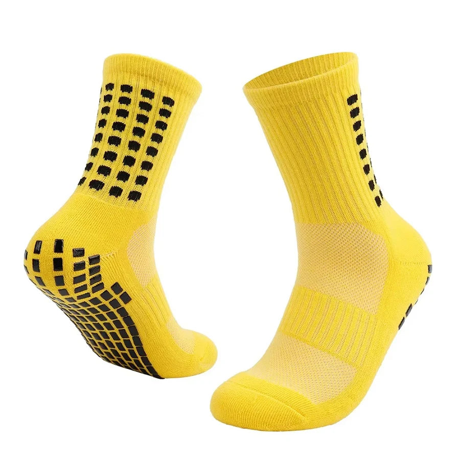 Unisex cotton sports socks with non-slip silicone sole