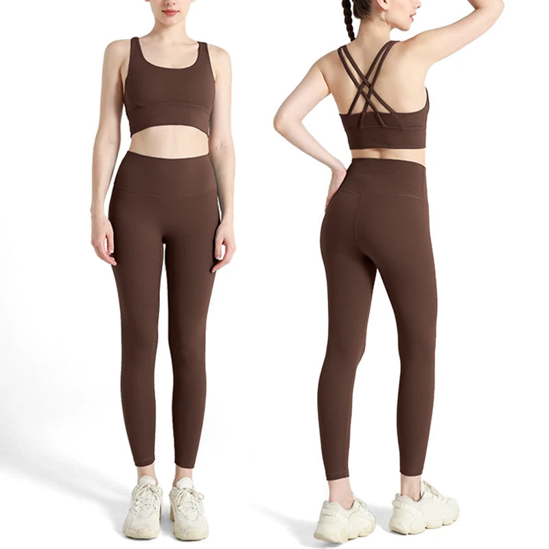 Conjunto de 2 piezas para mujer, sujetador deportivo y leggings