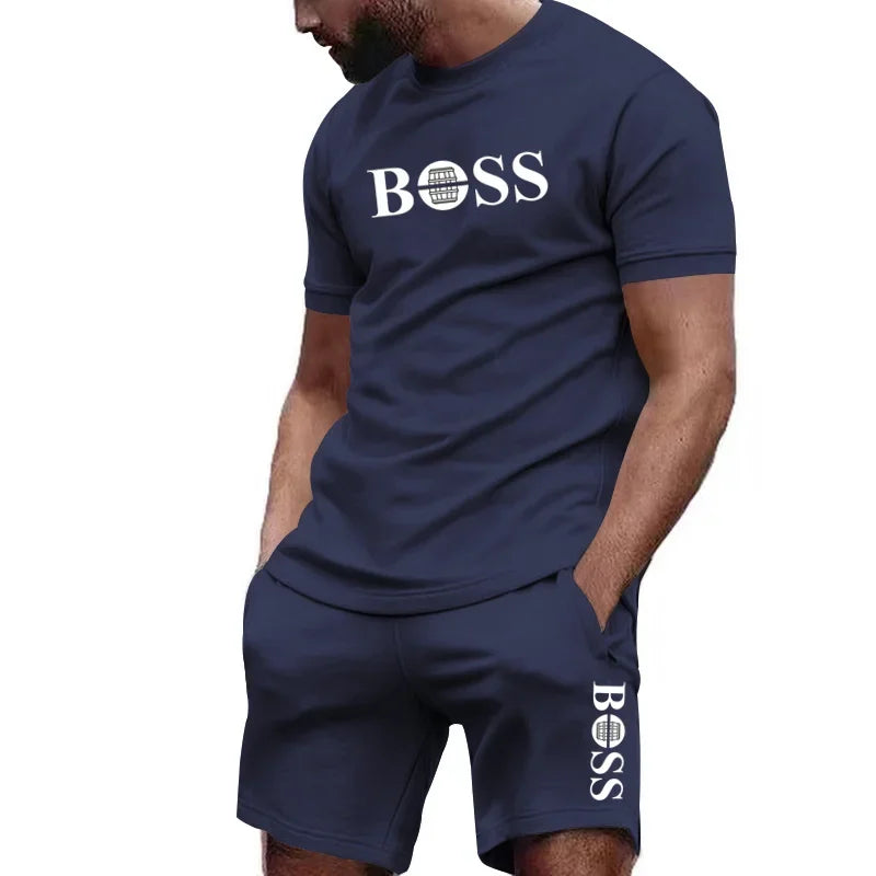 Conjunto deportivo de 2 piezas para hombre, camiseta de manga corta y short