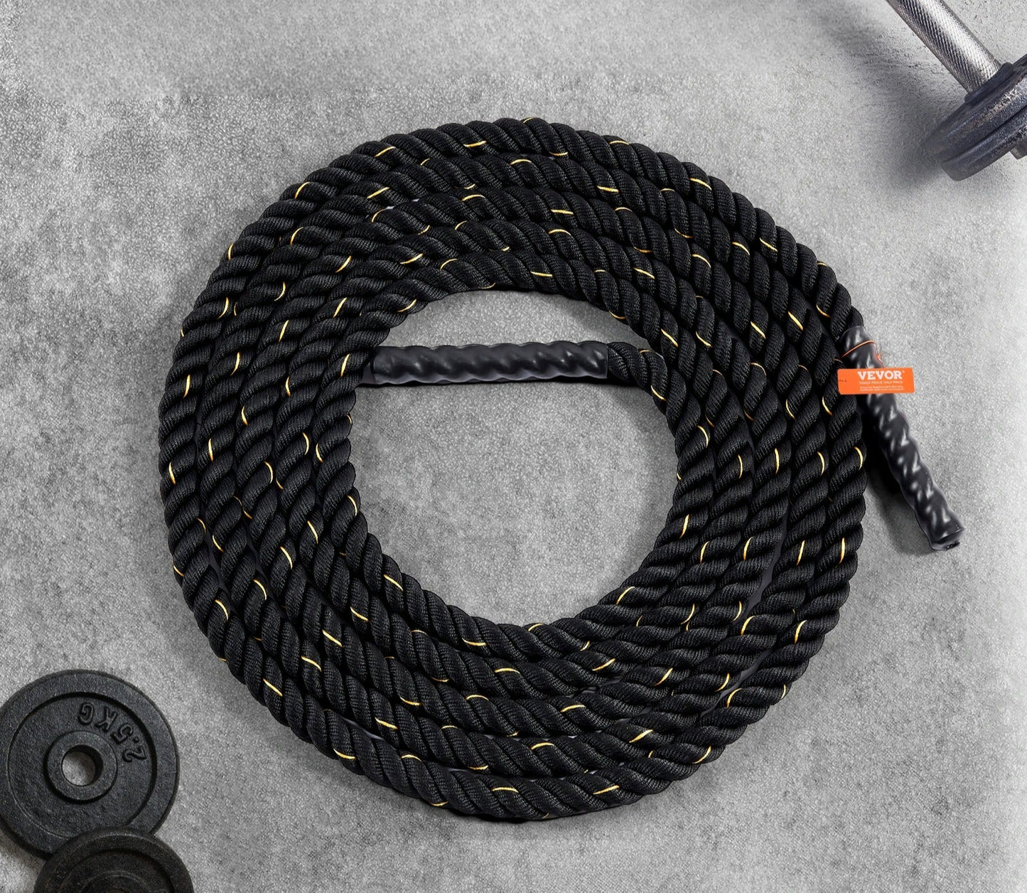 1.5 inch diameter, 9 meter long battle rope fitness training
