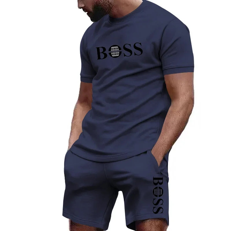 Conjunto deportivo de 2 piezas para hombre, camiseta de manga corta y short