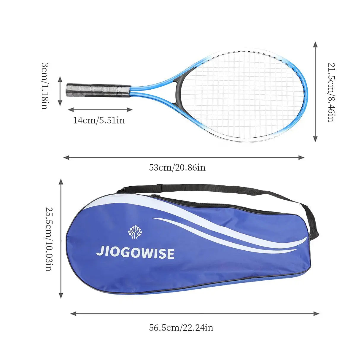 2 raquetas de tenis, bolsa y pelota de juego