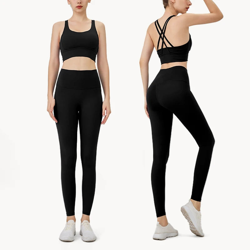 Conjunto de 2 piezas para mujer, sujetador deportivo y leggings