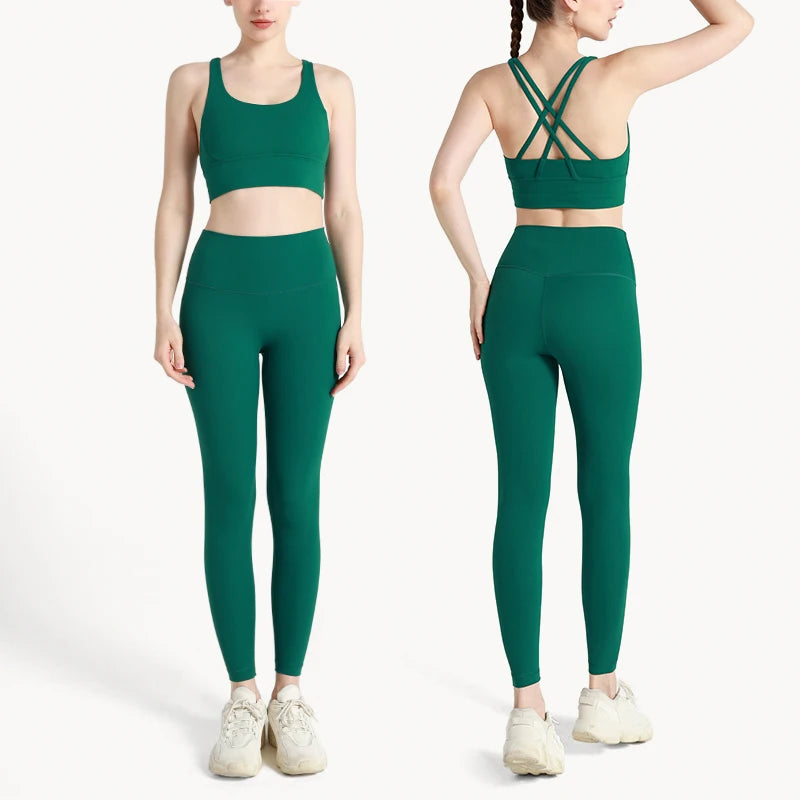 Conjunto de 2 piezas para mujer, sujetador deportivo y leggings