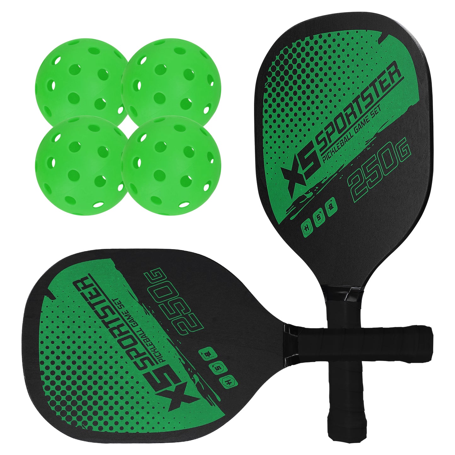 Juego de palas de pickleball (2 raquetas y 4 pelotas de pickleball)