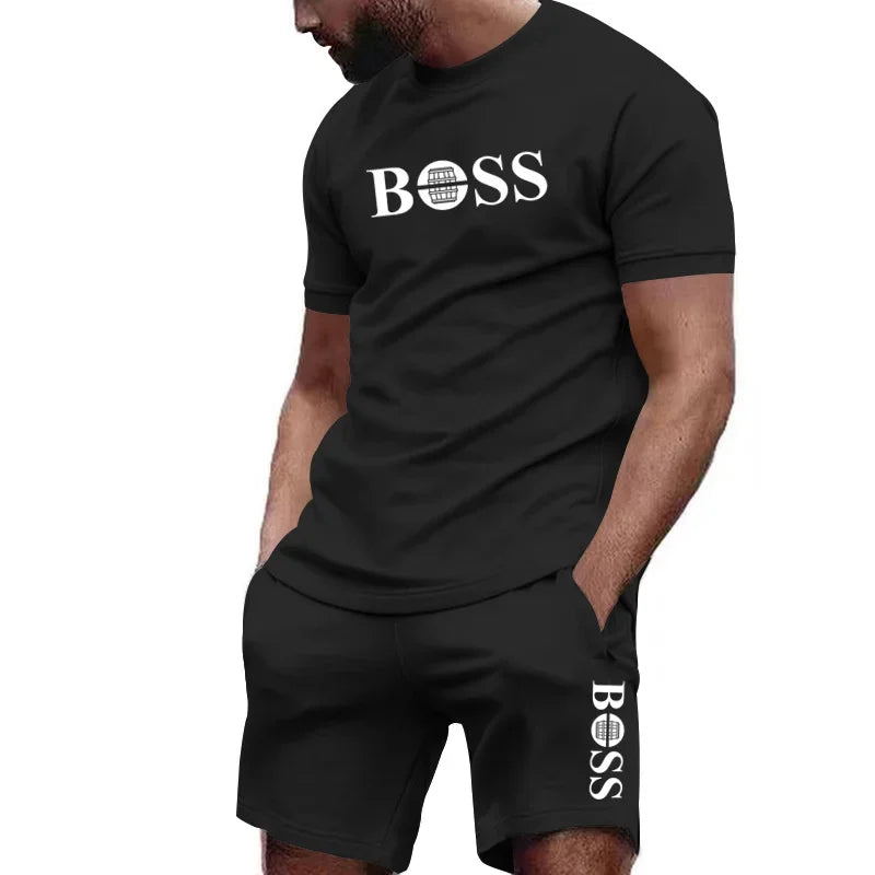 Conjunto deportivo de 2 piezas para hombre, camiseta de manga corta y short