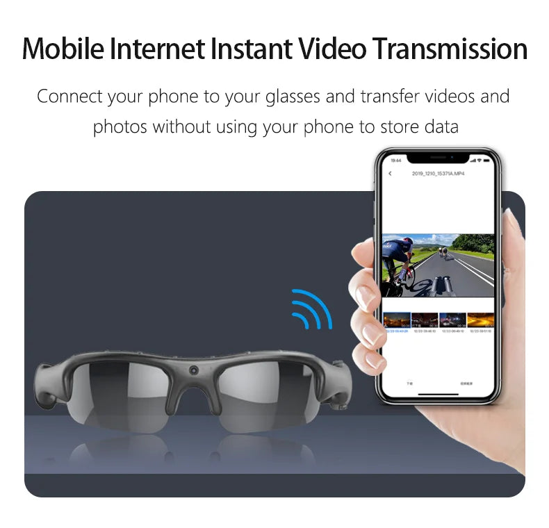 Gafas inteligentes con canara de video HD 1080P con aplicación WIFI, para deportes al aire libre