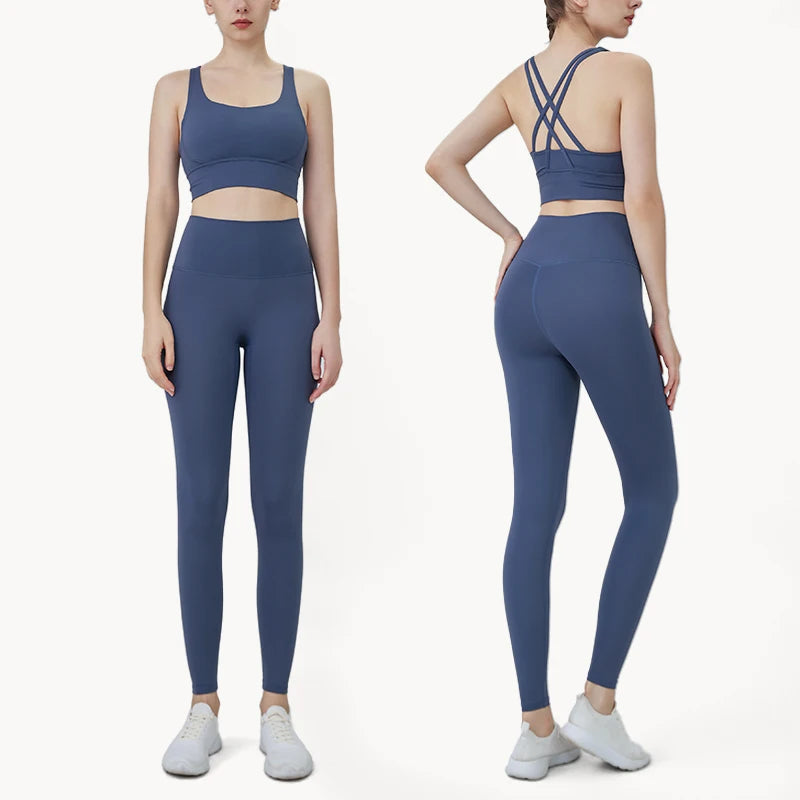 Conjunto de 2 piezas para mujer, sujetador deportivo y leggings