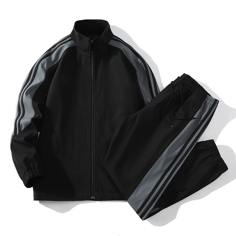 Conjunto deportivo de 2 piezas para hombre, de manga larga, con cremallera completa