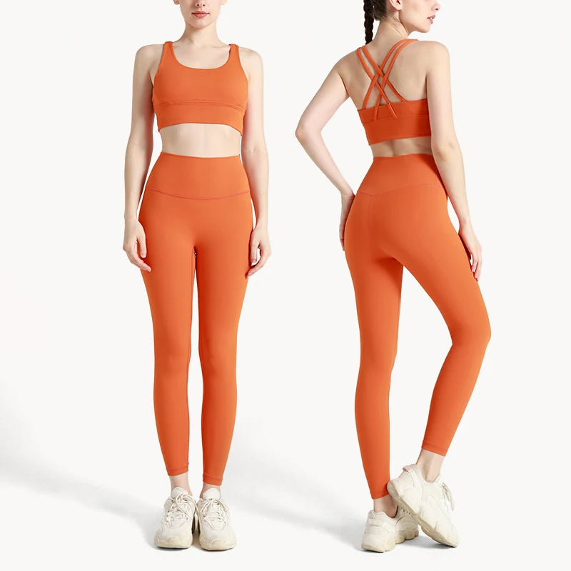 Conjunto de 2 piezas para mujer, sujetador deportivo y leggings