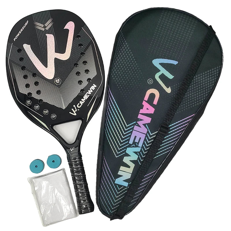 Pala de padel 3K de fibra de carbono con superficie rugosa