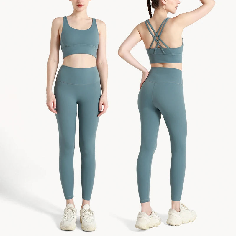 Conjunto de 2 piezas para mujer, sujetador deportivo y leggings