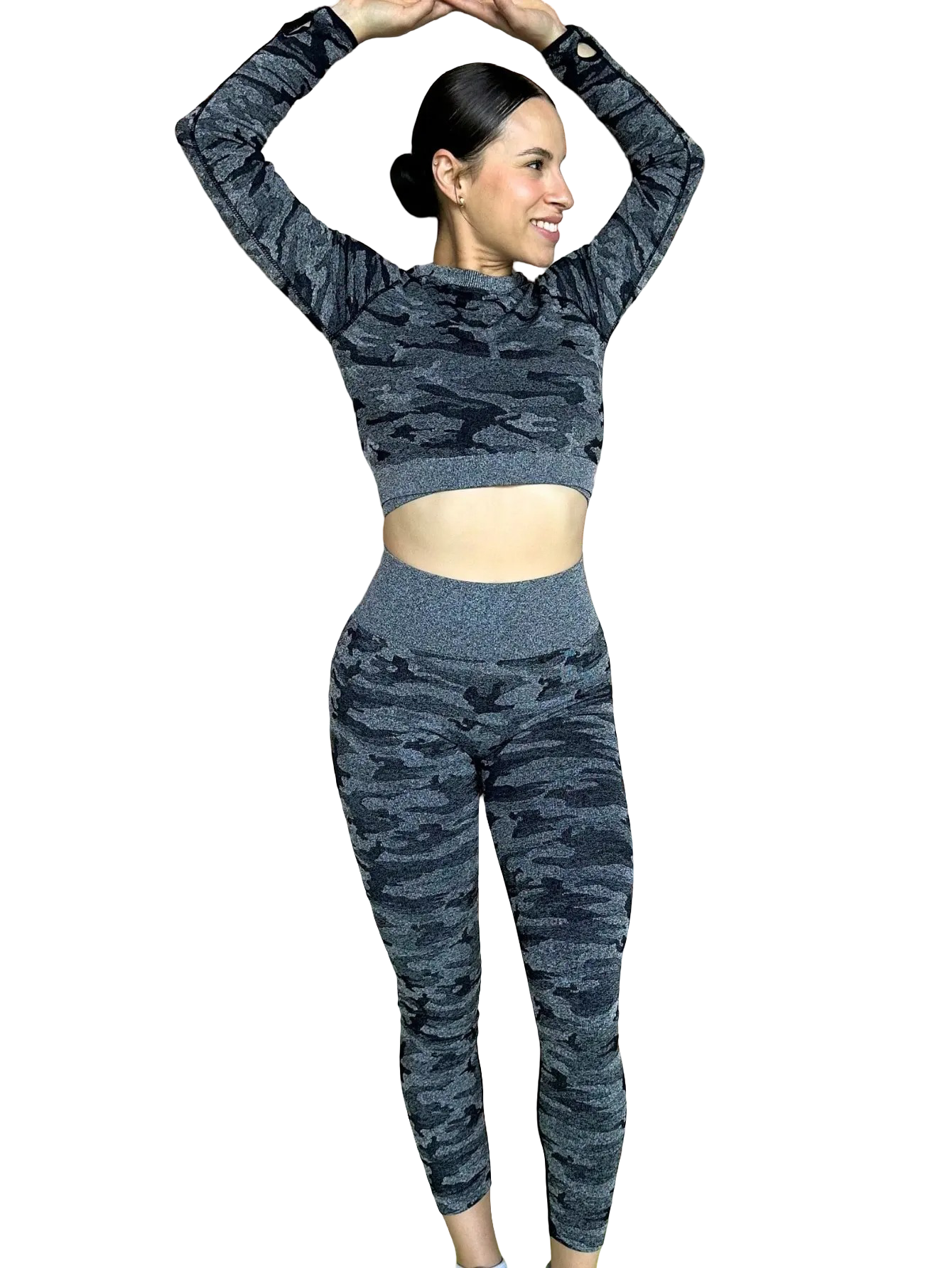 3-piece Camouflage Sports Set: Leggings, Sports Top, and T-shirt