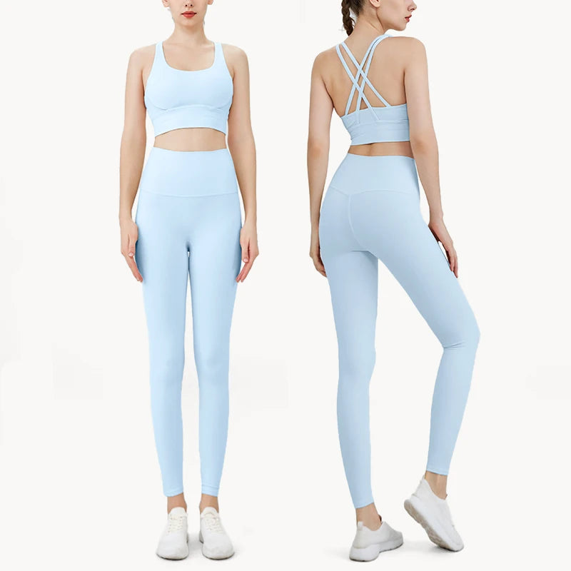 Conjunto de 2 piezas para mujer, sujetador deportivo y leggings