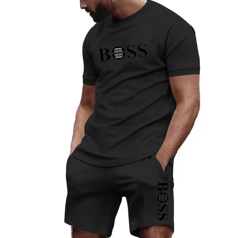 Conjunto deportivo de 2 piezas para hombre, camiseta de manga corta y short