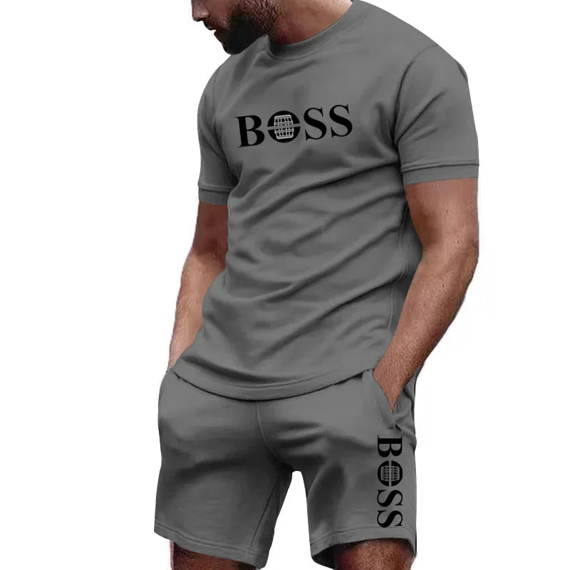 Conjunto deportivo de 2 piezas para hombre, camiseta de manga corta y short