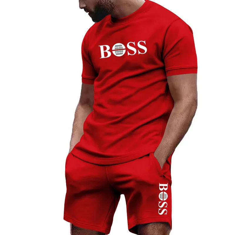 Conjunto deportivo de 2 piezas para hombre, camiseta de manga corta y short