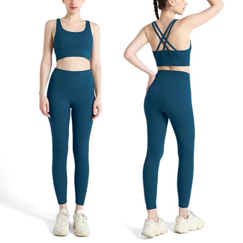 Conjunto de 2 piezas para mujer, sujetador deportivo y leggings