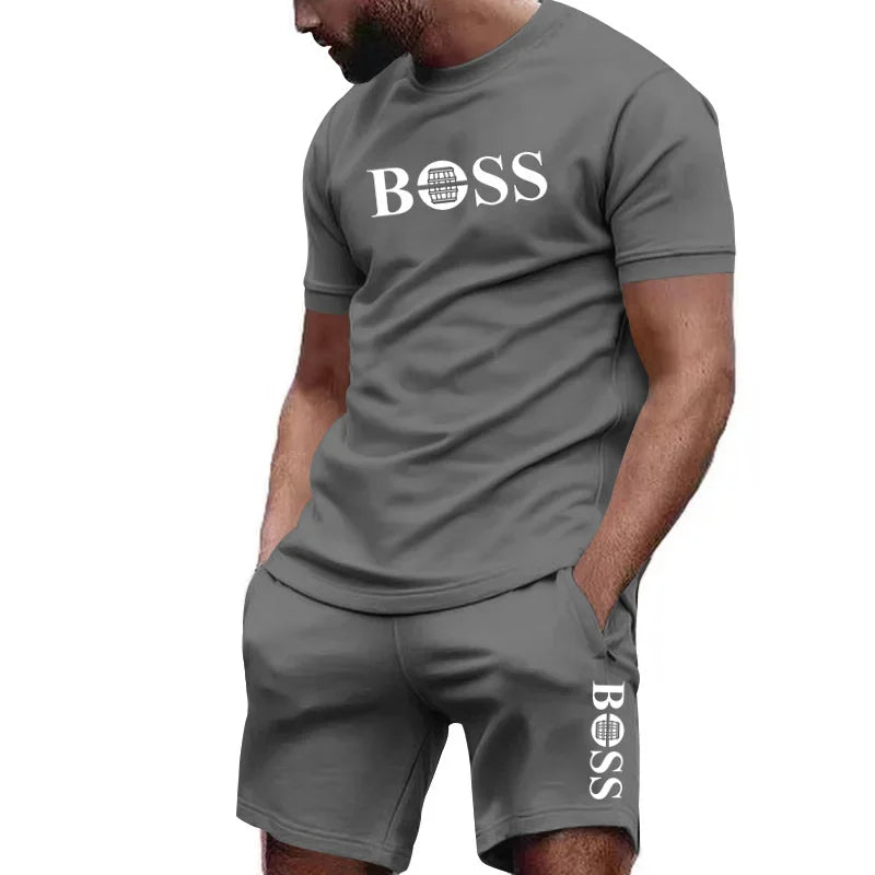 Conjunto deportivo de 2 piezas para hombre, camiseta de manga corta y short