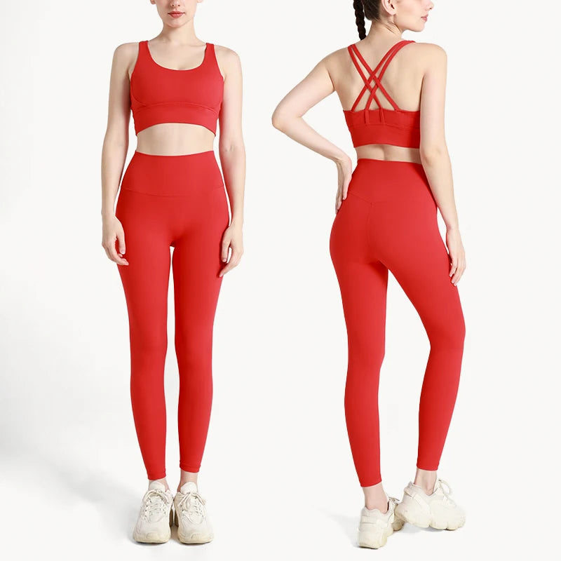 Conjunto de 2 piezas para mujer, sujetador deportivo y leggings