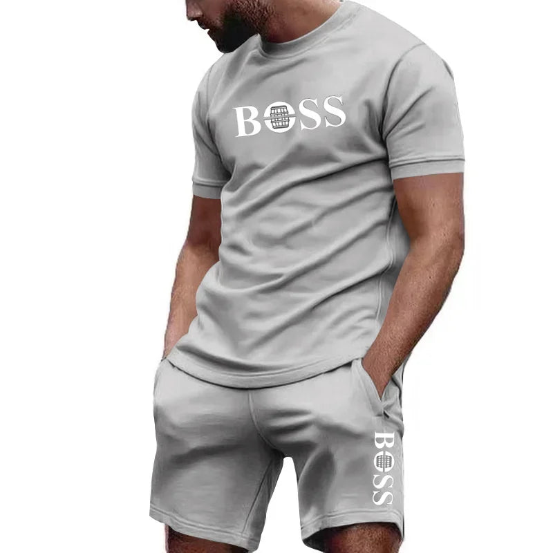 Conjunto deportivo de 2 piezas para hombre, camiseta de manga corta y short