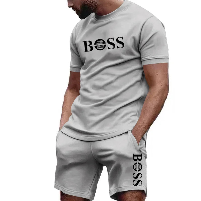 Conjunto deportivo de 2 piezas para hombre, camiseta de manga corta y short