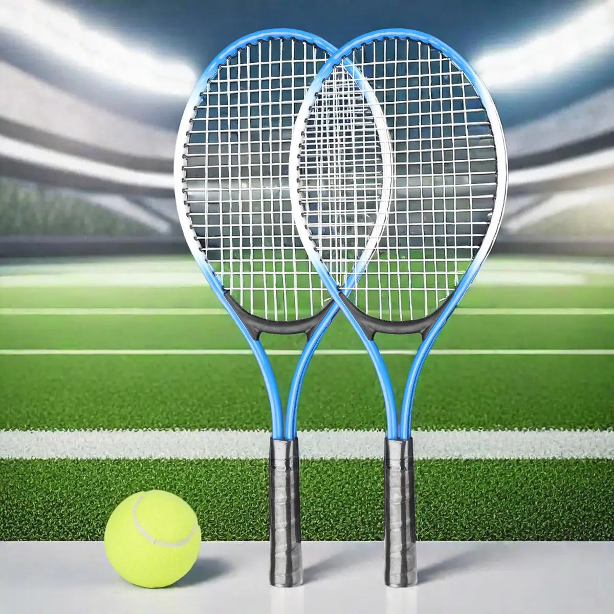 2 raquetas de tenis, bolsa y pelota de juego