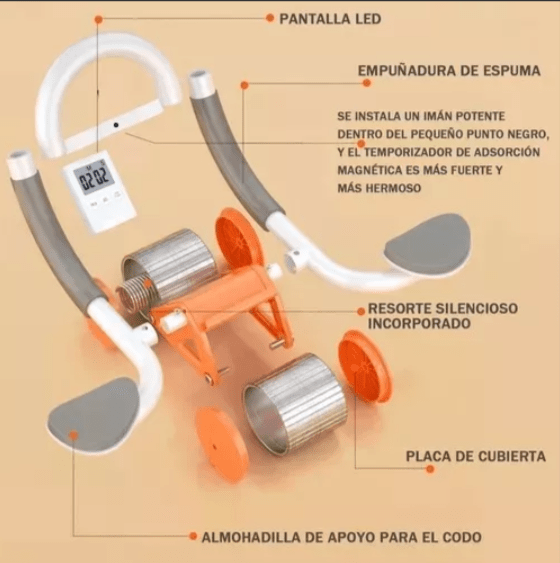 Rueda abdominal automática con rebote y soporte para codos