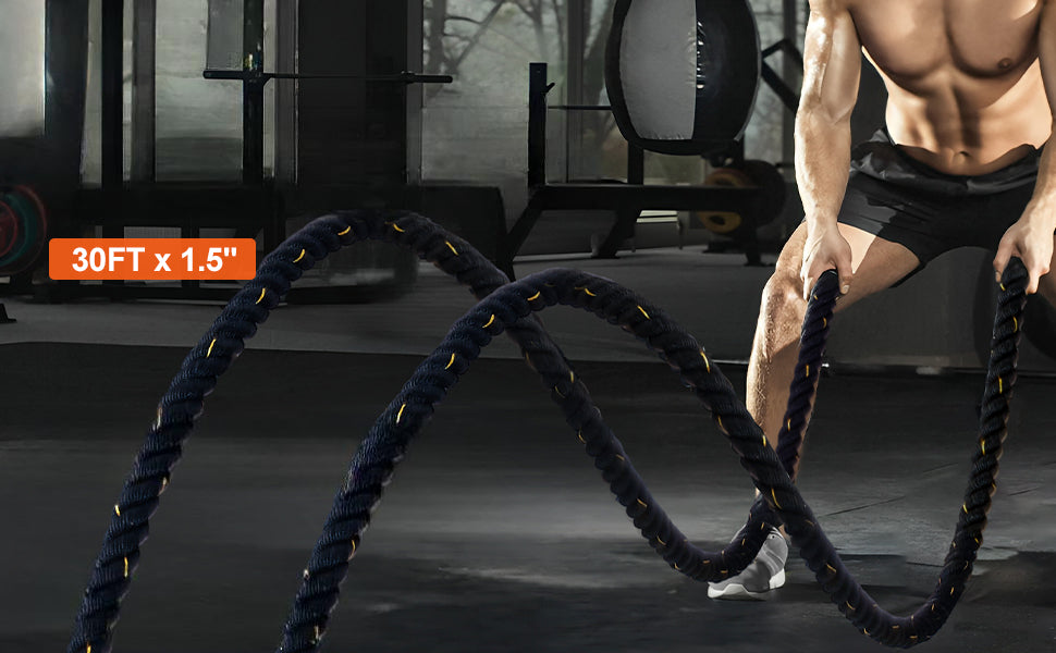 1.5 inch diameter, 9 meter long battle rope fitness training