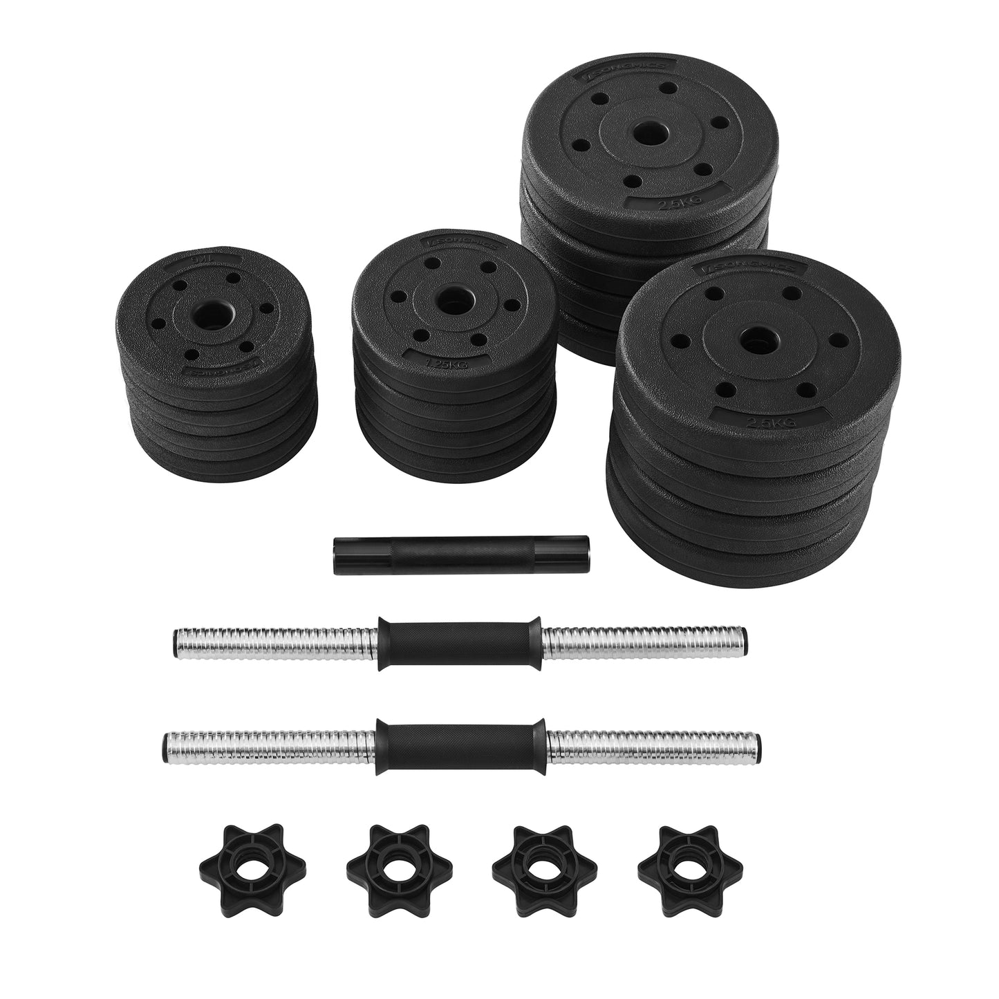 Juego de mancuernas ajustables con barra adicional 30 kg