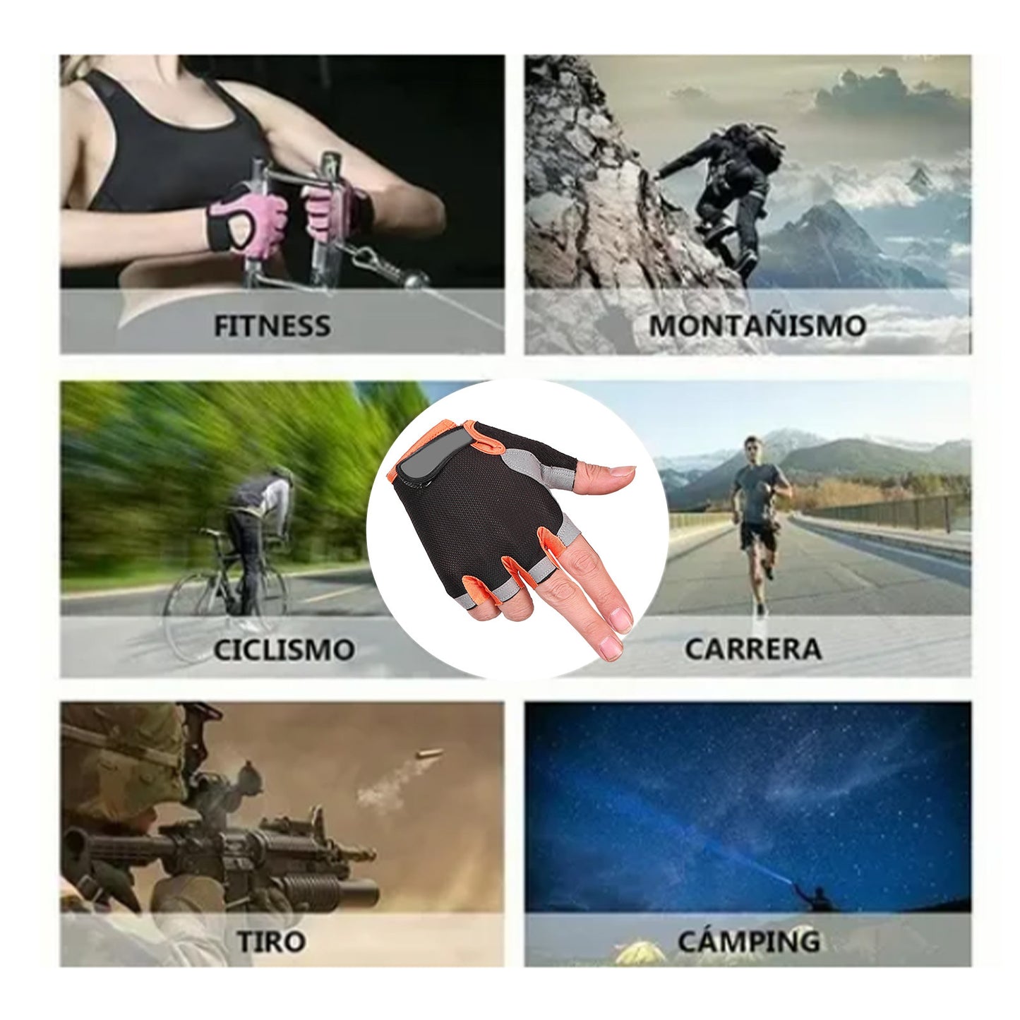 Guantes antideslizantes unisex para levantamiento de pesas, ciclismo, fitness a medio dedo