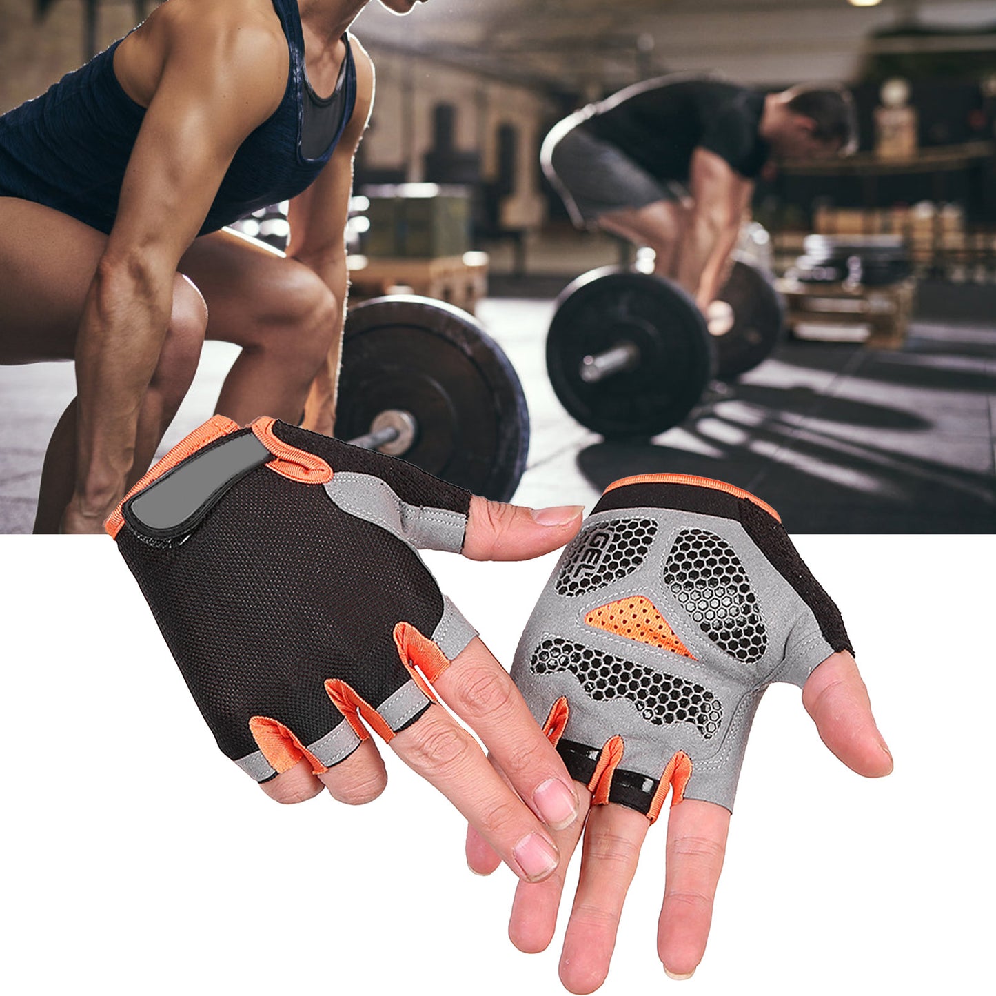 Guantes antideslizantes unisex para levantamiento de pesas, ciclismo, fitness a medio dedo
