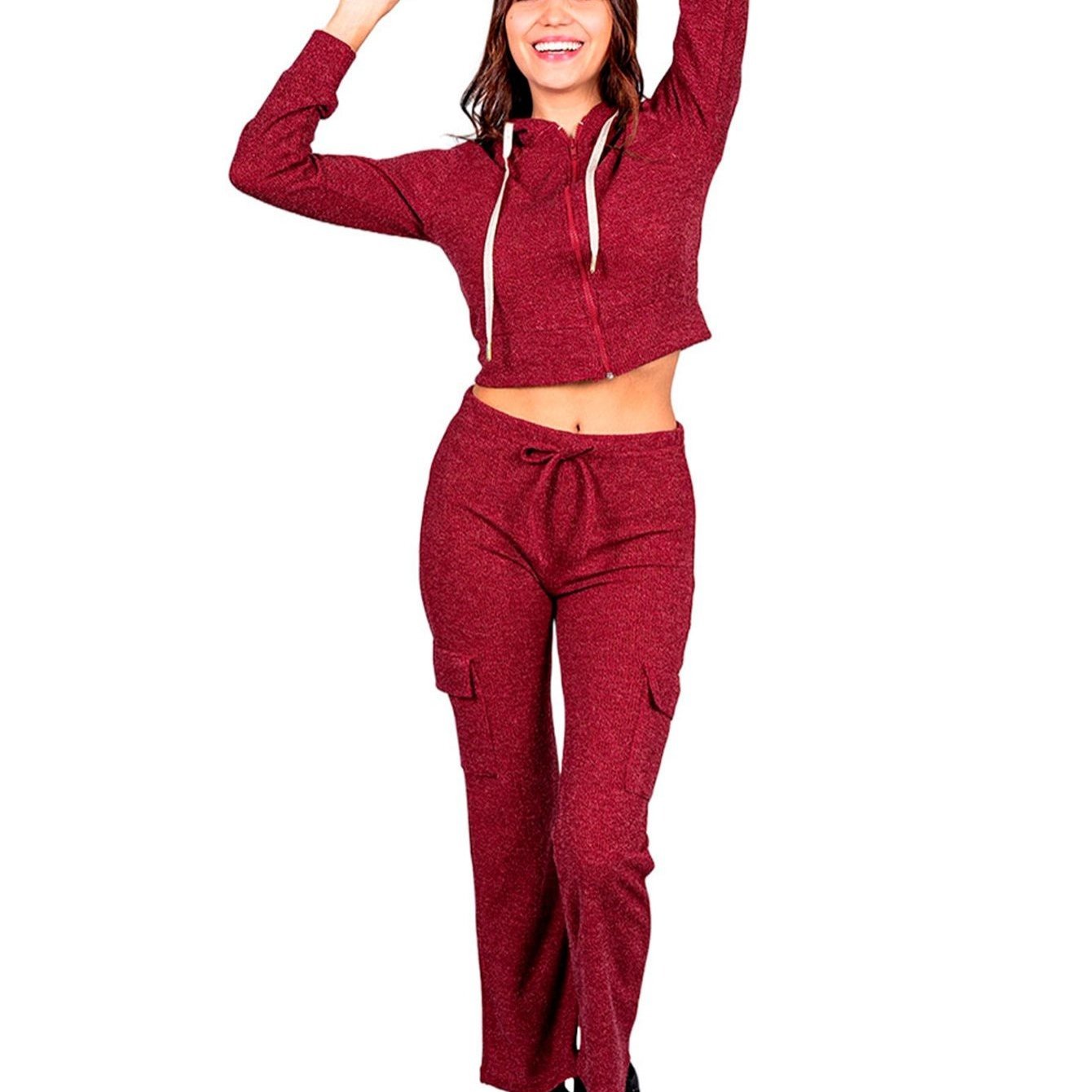 Conjunto de 2 piezas de pantalón y sudadera ultra cómodos para mujer