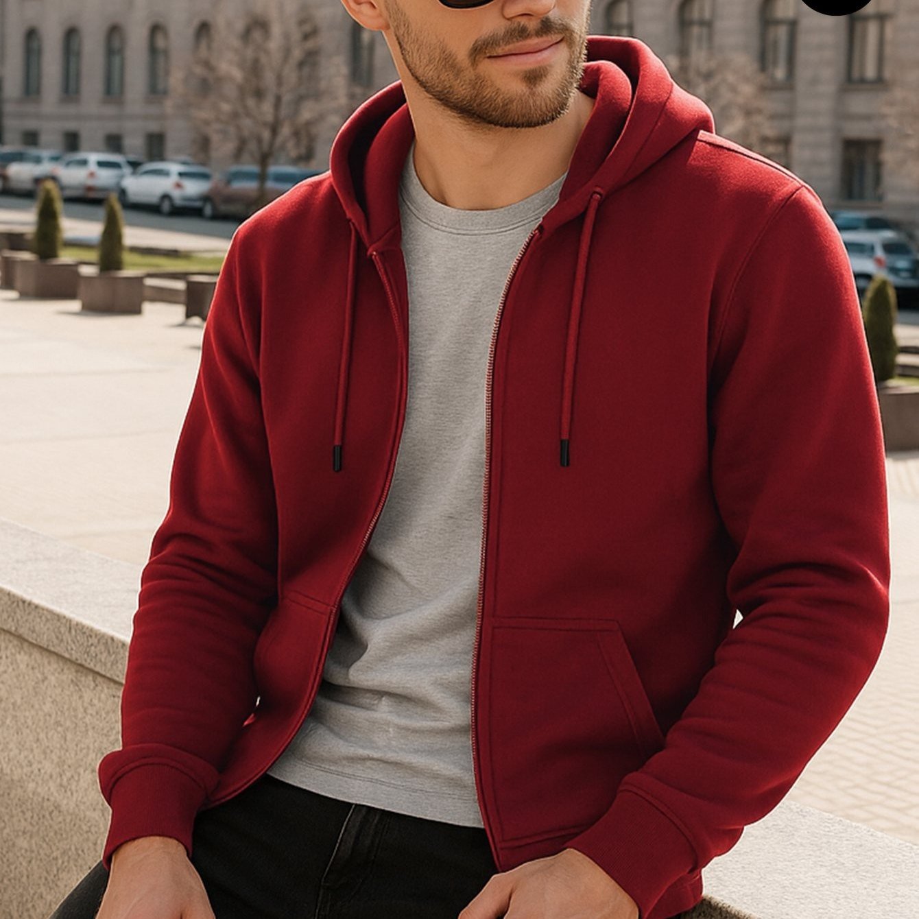 Sudadera deportiva con capucha y cremallera para hombre