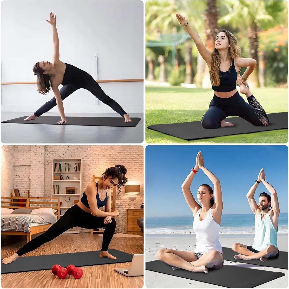 Esterilla de yoga y pilates antideslizante tapete de 10 mm
