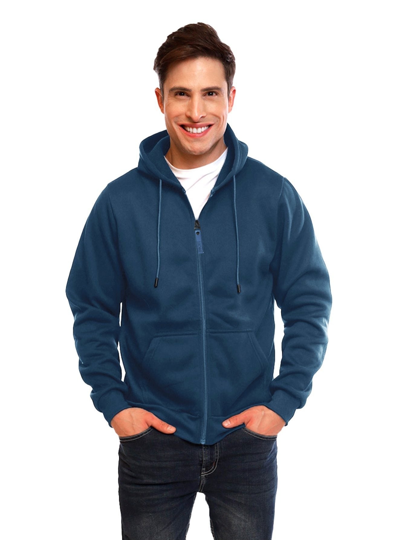 Sudadera deportiva con capucha y cremallera para hombre
