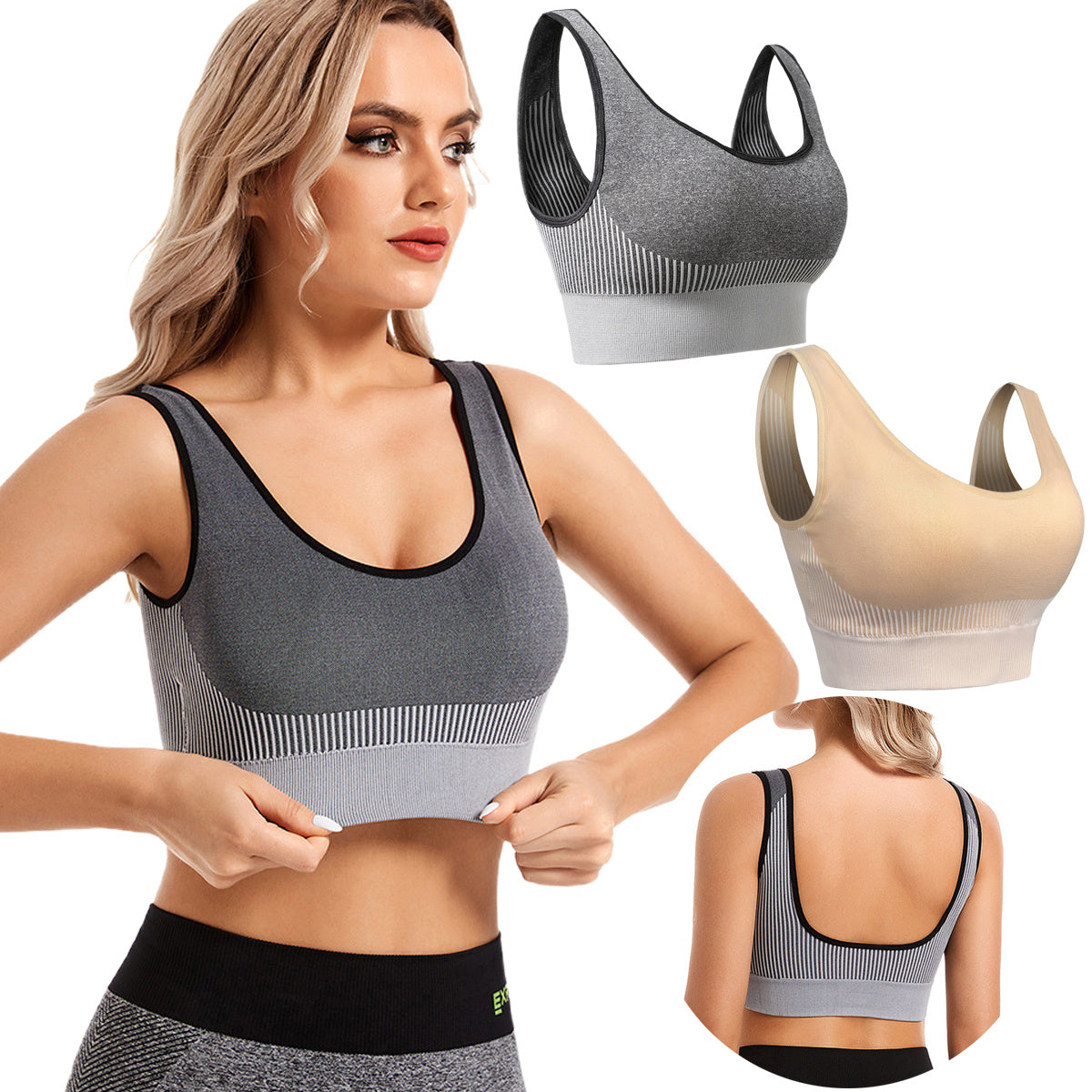 2 high-elastic, soft and comfortable sports bras