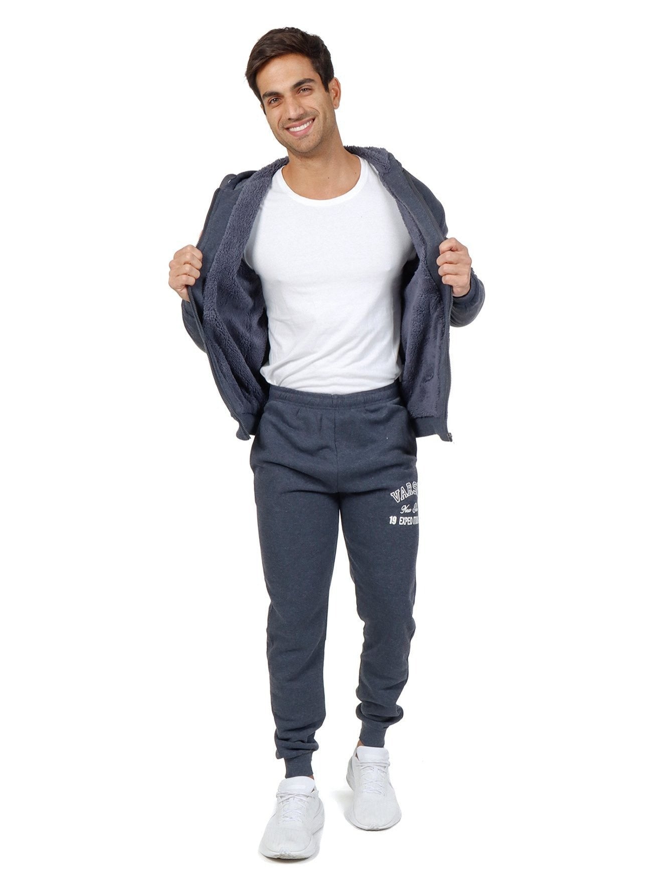 Conjunto deportivo con capucha y pantalón deportivo con forro de felpa para hombre