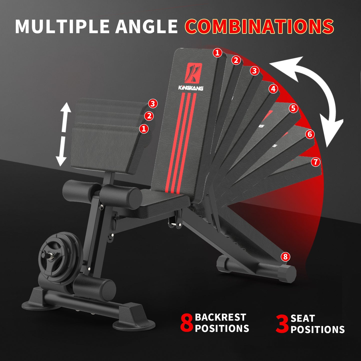 Banco de gimnasio plegable ajustable multiposición, de hierro