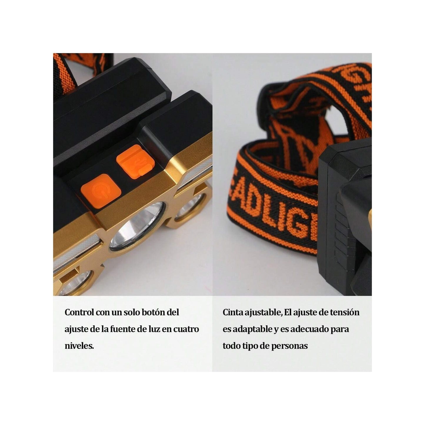 Linterna frontal LED de 5 luces, potente, con carga USB, ideal para deportes al aire libre