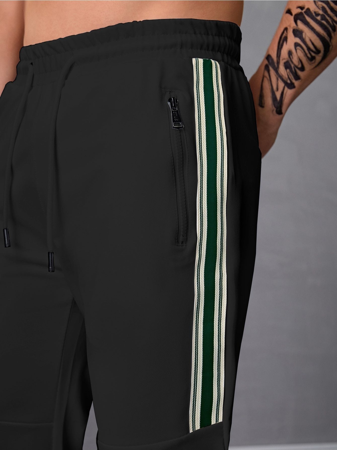 Pantalones deportivos para hombre con cordón y bolsillos con cierre
