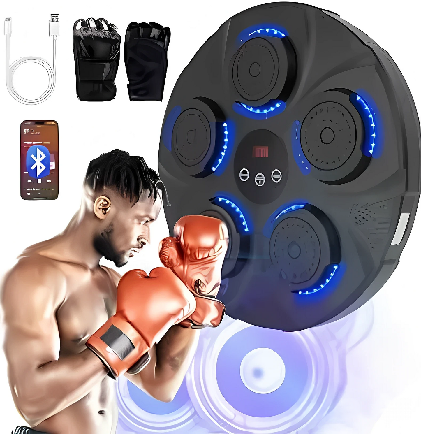 Boxing machine with gloves included and music